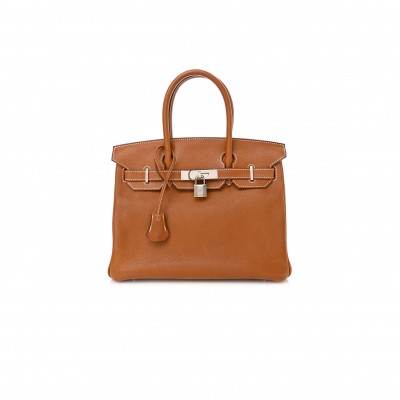 HERMÈS MASTER BIRKIN 25 SWIFT LEATHER GOLD BROWN SILVER BUCKLE BAG H049362CK16 (25*20*13cm)